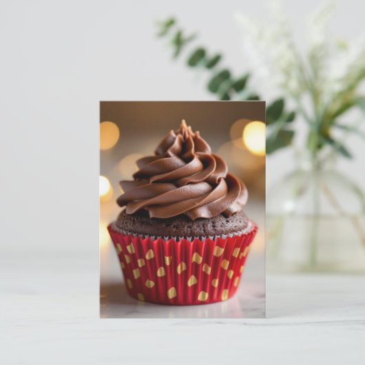 Chocolate Cupcake Recicard Postkarte (Stehend Vorderseite)