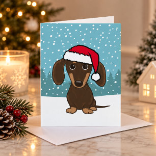 Chocolate-Dackel-Weihnachtsmann-Wiener-Dog-Christm Feiertagskarte