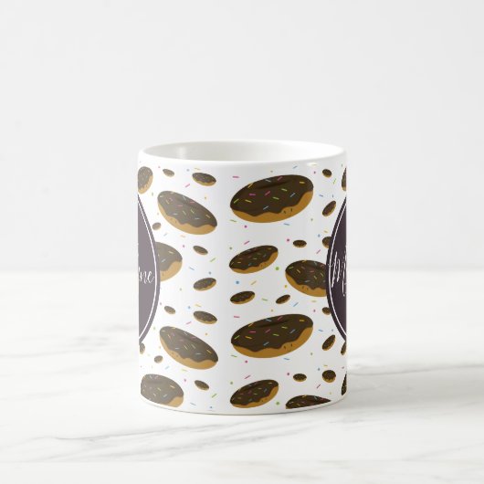 Chocolate Donut Pattern Food Monogram Kaffeetasse (Mittel)