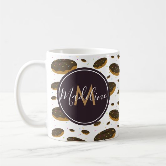 Chocolate Donut Pattern Food Monogram Kaffeetasse (Links)