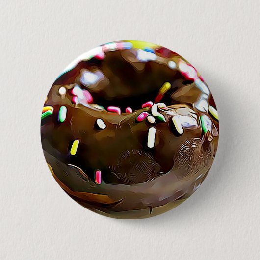 Chocolate Donut with Sprinkles Refrigerator Magnet Button (Vorderseite)