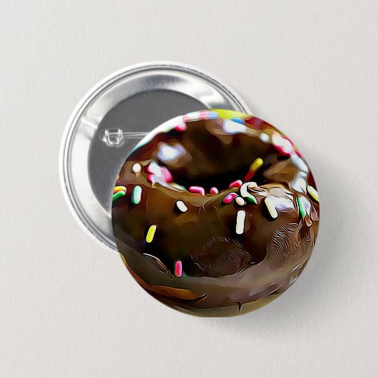 Chocolate Donut with Sprinkles Refrigerator Magnet Button (Vorne & Hinten)