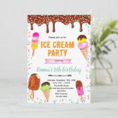 Chocolate-Drip-Eiscreme-Geburtstagseinladung Einladung (Stehend Vorderseite)