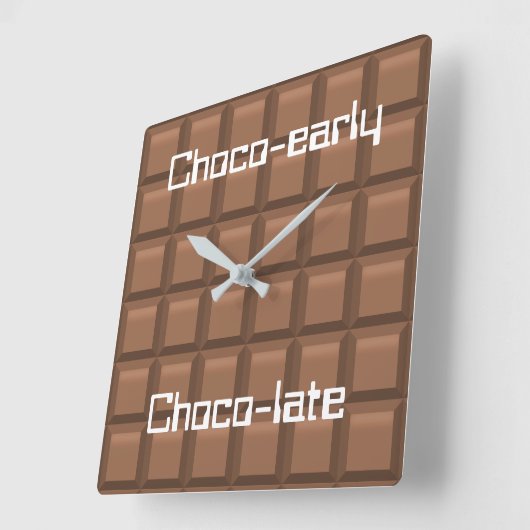 Chocolate Early & Late Quadratische Wanduhr (Winkel)