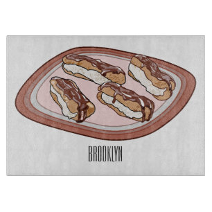Chocolate eclair cartoon illustration  schneidebrett