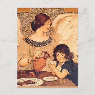Chocolate Engel Französisch Antiquität Postkarte