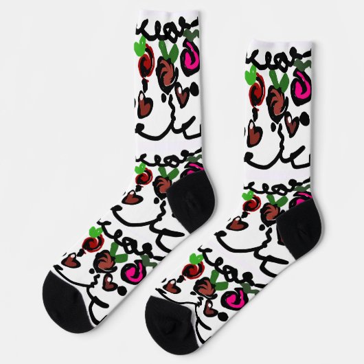 Chocolate-Erdbeeren Valentinstag Socken (Linkes Detail)