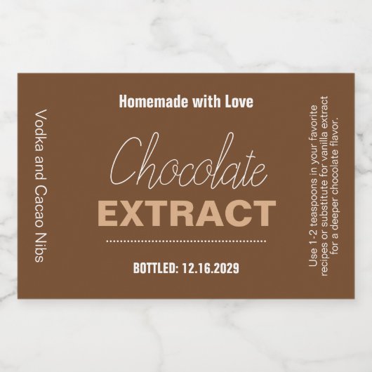 Chocolate Extract Modern Label Sticker Schaumweinetikett (Einzelnes Label)