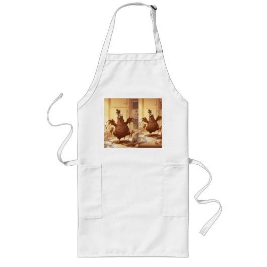 Chocolate-Feder-Bäcker – Whimsical Kitchen Lange Schürze (Vorne)