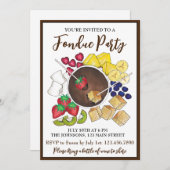 Chocolate Fondue Dessert Party Obstkuchen Berries Einladung (Vorne/Hinten)