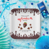 Chocolate Fondue Fiesta Strawberry Hearts Birthday Pappteller (Party)