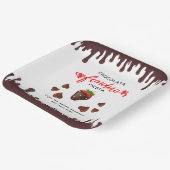 Chocolate Fondue Fiesta Strawberry Hearts Birthday Pappteller (Gewinkelt)