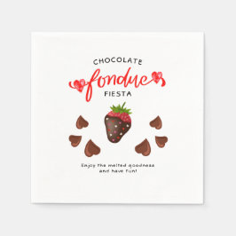 Chocolate Fondue Fiesta Strawberry Hearts Birthday Serviette