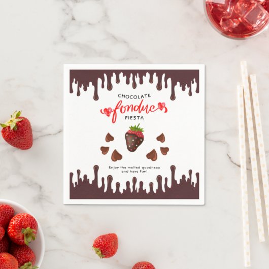 Chocolate Fondue Fiesta Strawberry Hearts Birthday Serviette (Beispiel)
