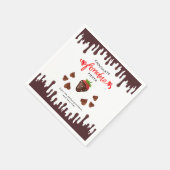 Chocolate Fondue Fiesta Strawberry Hearts Birthday Serviette (Ecke)