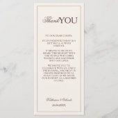 Chocolate Formell Altes Geld Hochzeitsmenü Danke Programm (Vorderseite)