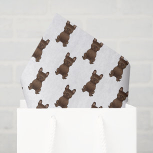 Chocolate-Französische-Bulldogge / Frenchie-Hundem Seidenpapier