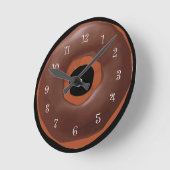 Chocolate Frosted Doughnut Funny Wall Clocks Runde Wanduhr (Winkel)