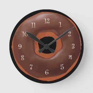 Chocolate Frosted Doughnut Funny Wall Clocks Runde Wanduhr