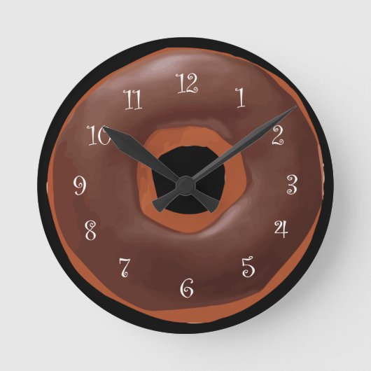 Chocolate Frosted Doughnut Funny Wall Clocks Runde Wanduhr (Vorderseite)