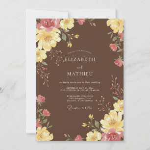 Chocolate-Gelbe Pfingstrosen-Hochzeit Einladung