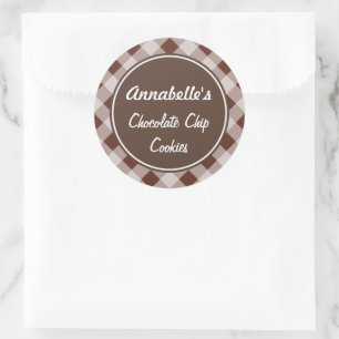 Chocolate-Gingham-Küchenaufkleber Runder Aufkleber