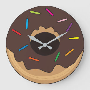 Chocolate Glazed Donut with Sprinkles Große Wanduhr