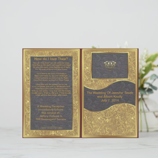 Chocolate Gold Deluxe Wedding Program (Stehend Vorderseite)