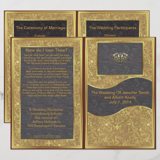 Chocolate Gold Deluxe Wedding Program (Vorne/Hinten)