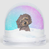 Chocolate Goldendoodle DoodleMoji  Schneekugeln (Rückseite)