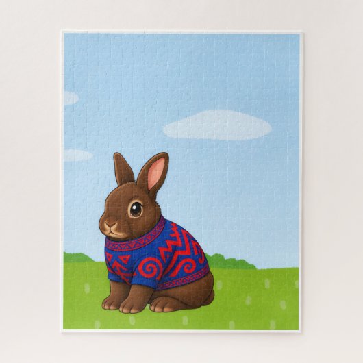 Chocolate-Hase in gemustertem Pullover Puzzle (Vertikal)