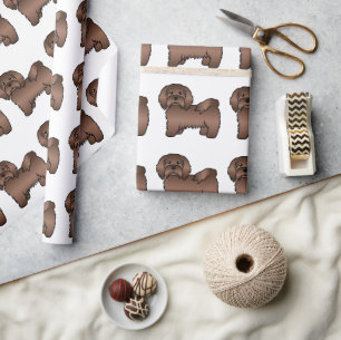 Chocolate Havanese Niedlich Cartoon Dog Muster Geschenkpapier