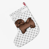 Chocolate Havanese Niedlich Cartoon Dog & Name Großer Weihnachtsstrumpf (Rückseite (Hängend))