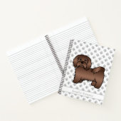 Chocolate Havanese Niedlich Cartoon Dog & Name Notizblock (Innenseite)