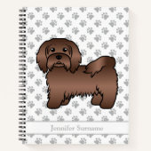 Chocolate Havanese Niedlich Cartoon Dog & Name Notizblock (Vorderseite)