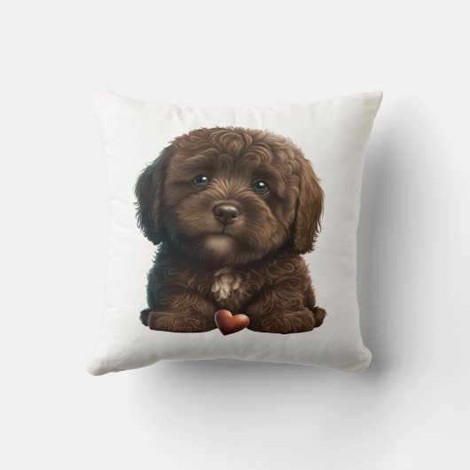 Chocolate Havanese Puppy Liebe Design by HavaHug Kissen (Rückseite)