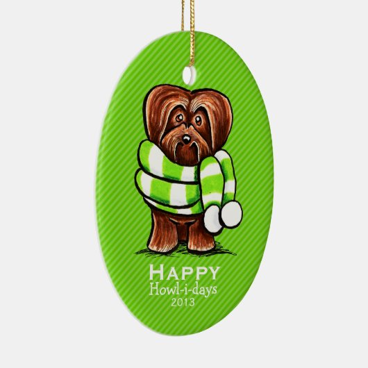 Chocolate Havanese Scarf Weihnachtsstreifen Custom Keramik Ornament (Rechts)