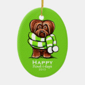 Chocolate Havanese Scarf Weihnachtsstreifen Custom Keramik Ornament (Vorne)