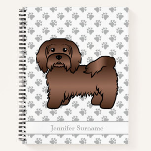 Chocolate Havanese Süßer Cartoon-Hund & Name Notizblock