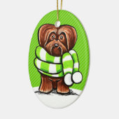 Chocolate Havanese Winter Scarf Keramik Ornament (Links)