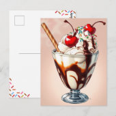 Chocolate Ice Cream Sundae with Sprinkles Postkarte (Vorne/Hinten)