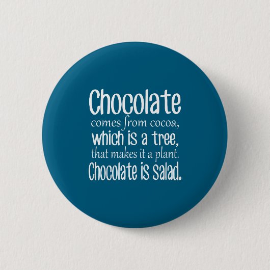 Chocolate Is Salad Funny Diet Quote  Button (Vorderseite)