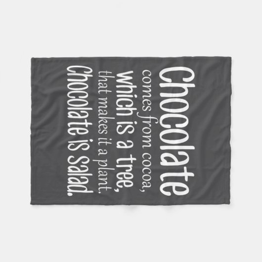 Chocolate Is Salad Funny Diet Quote Fleecedecke (Vorderseite (Horizontal))
