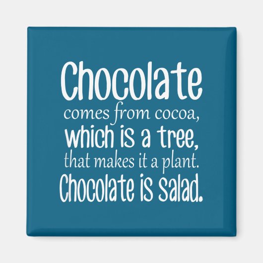 Chocolate Is Salad Funny Diet Quote Magnet (Vorne)