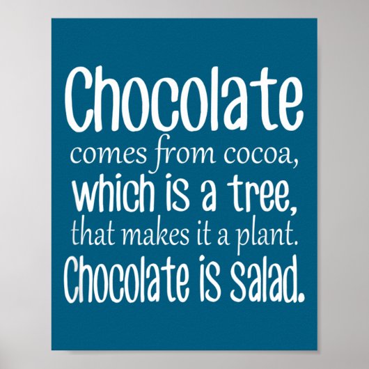 Chocolate Is Salad Funny Diet Quote  Poster (Vorne)