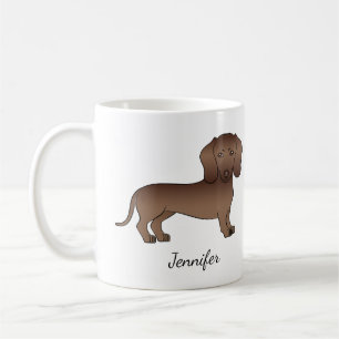 Chocolate Kurzhaar-Dachshund-Cartoon-Hund & Name Kaffeetasse