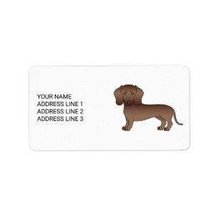 Chocolate Kurzhaar-Dackel-Cartoon-Hund & Text Adressaufkleber