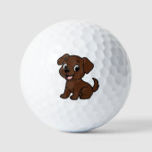 Chocolate Lab Cartoon Golfball (Vorderseite)