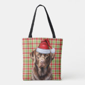 Chocolate Lab Christmas Dog Seasonal Plaid Tasche (Rückseite)