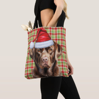 Chocolate Lab Christmas Dog Seasonal Plaid Tasche